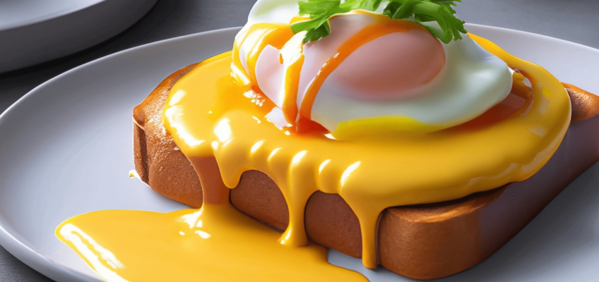 Ilustração de ovo benedito com molho hollandaise feito no sous vide