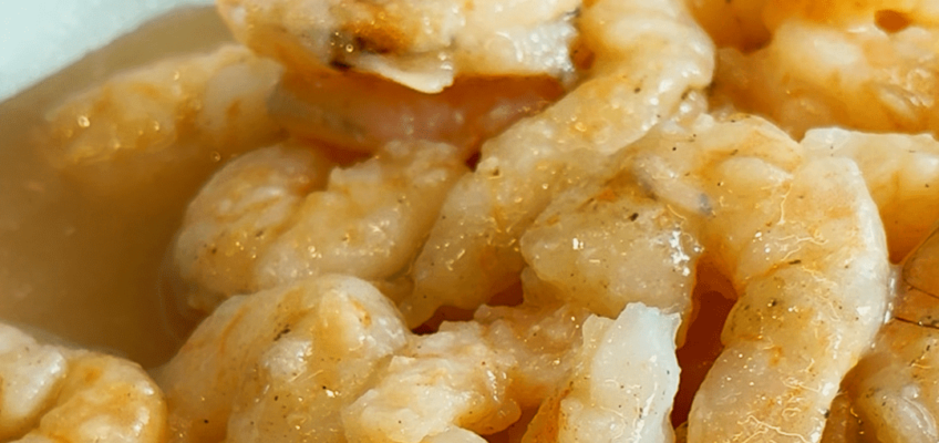 Camarão com mel feito no Sous Vide